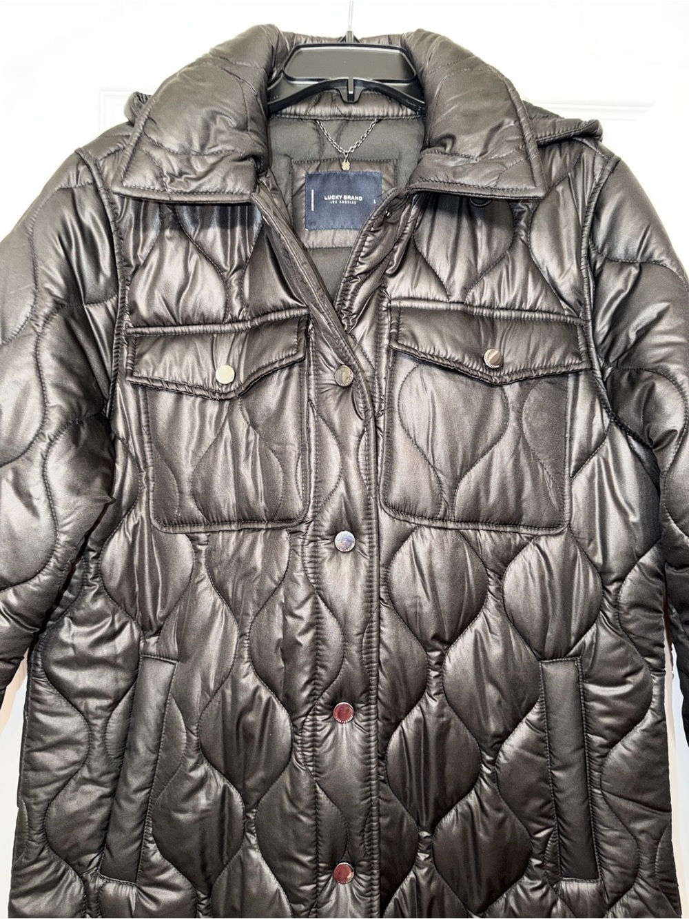 Lucky Brand Black Quilted Long Puffer Coat - Picture 2 of 9